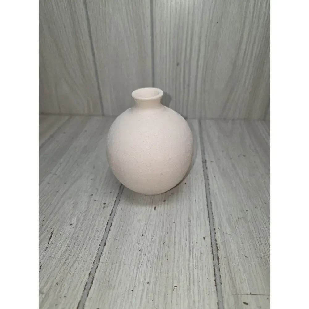Vintage Pottery Vase Hand Painted Colorful Houses Handmade Clay Decor Signed